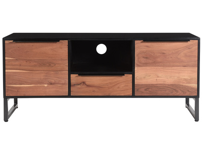 Mueble TV con almacenamiento de madera de acacia maciza y metal 130 cm BARNEY